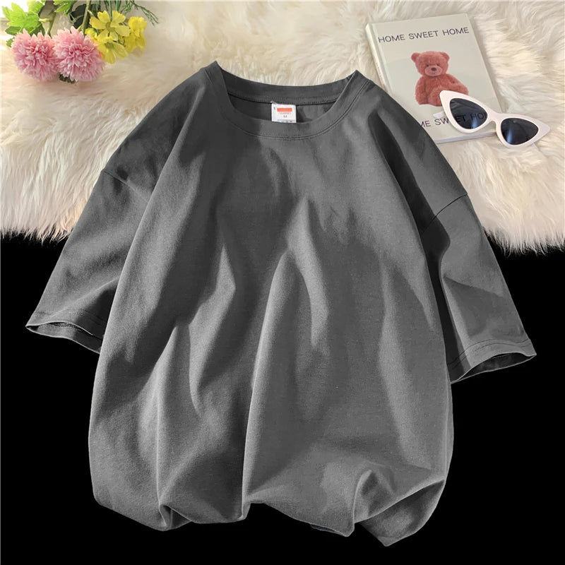 Camiseta Casual de Algodón - Manga Corta Holgada Hombre