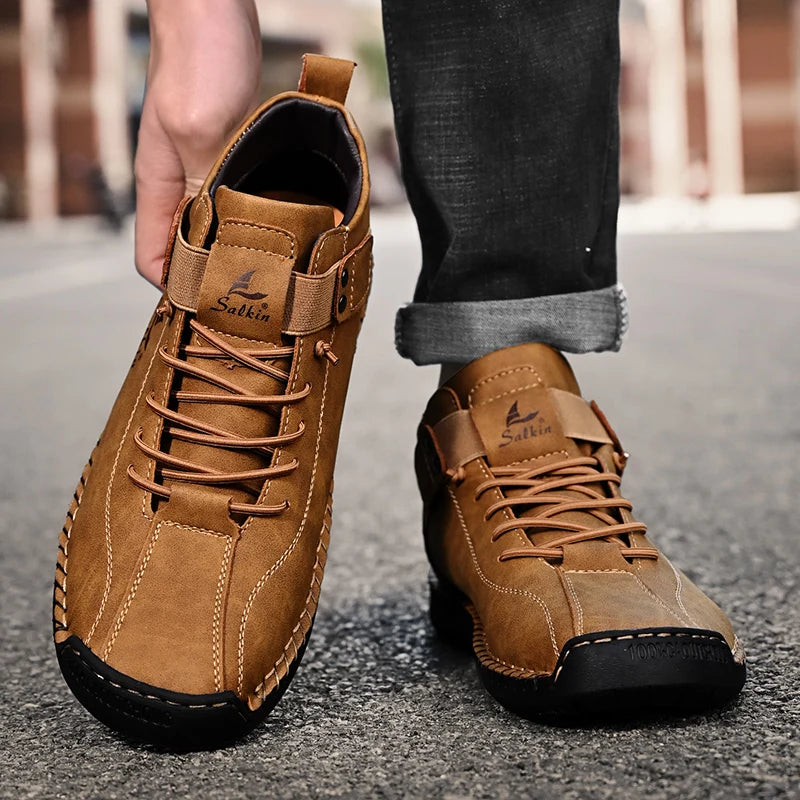 Zapatos Cuero Artesanales Hombre 2025 - Sneakers Transpirables Diseño Premium