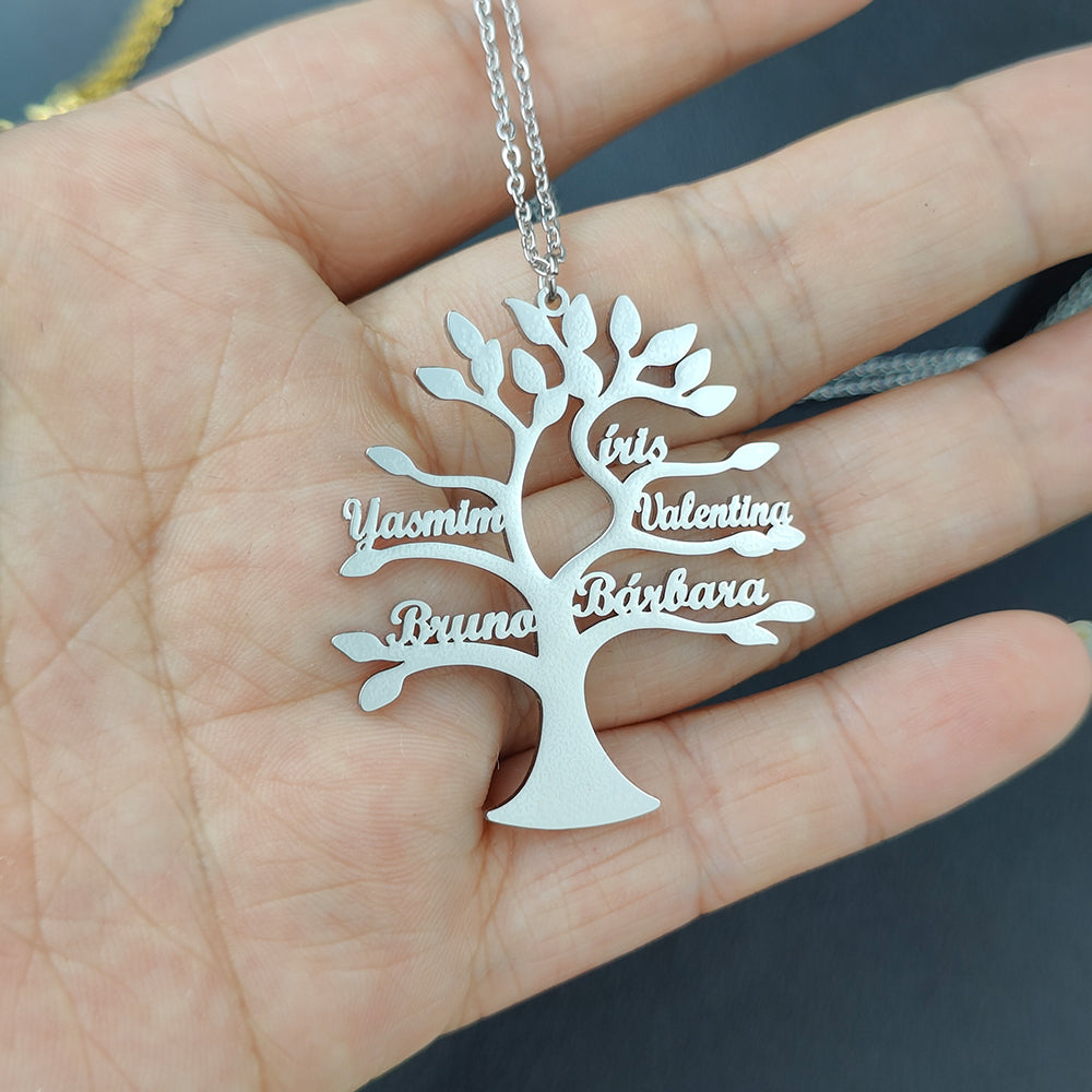 Collar Árbol de la Vida Personalizado - REGALO PERFECTO - Nombres Familia Oro