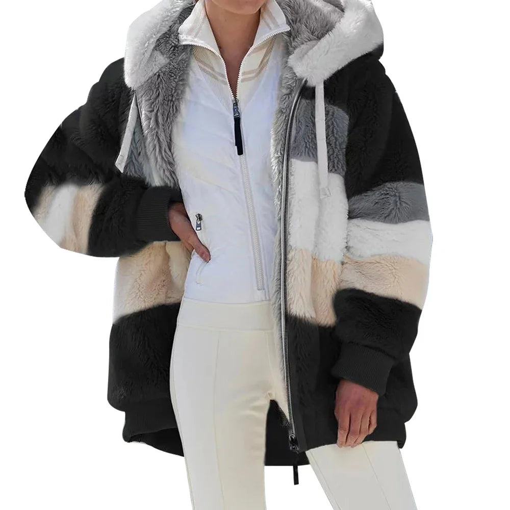 Chaqueta Oversized con Capucha y Felpa - Estilo Streetwear