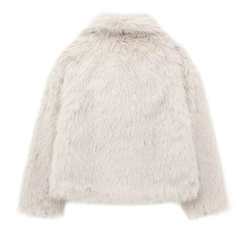 Abrigo Faux Fur Plush - Estilo Fluffy Otoño Invierno Mujer