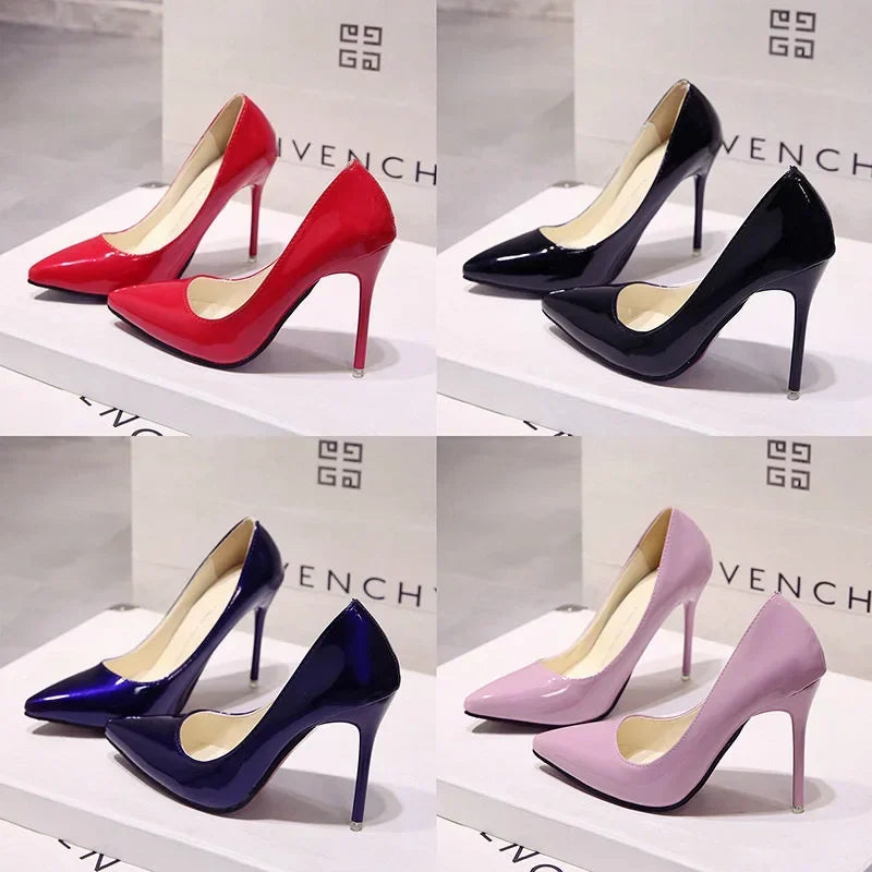 Zapatos Tacón Alto Stiletto Mujer - Punta Afilada Charol Boda Fiesta