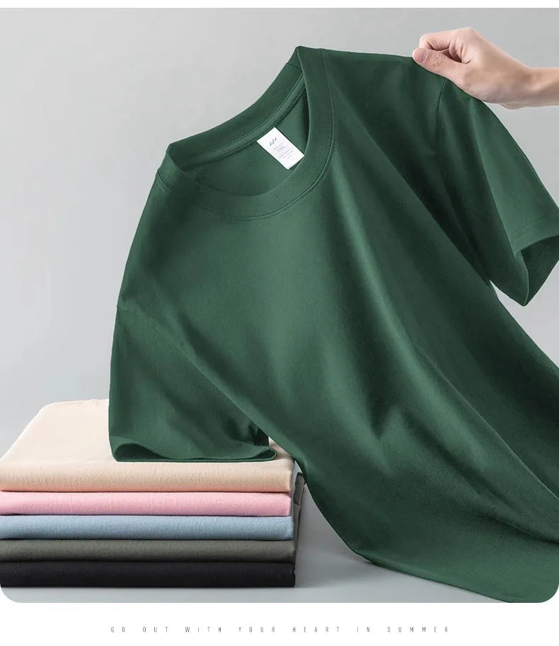 Camiseta Pesada de Algodón 100% - Manga Corta Casual Hombre