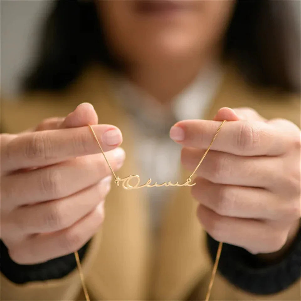 Collar Nombre Personalizado Oro - Cadena Box Joyería Artesanal Regalo Mujer