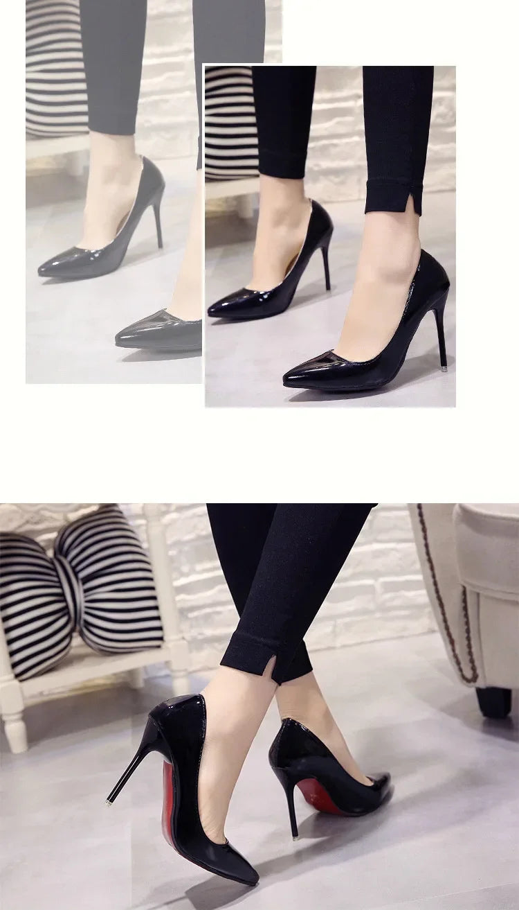 Zapatos Tacón Alto Stiletto Mujer - Punta Afilada Charol Boda Fiesta
