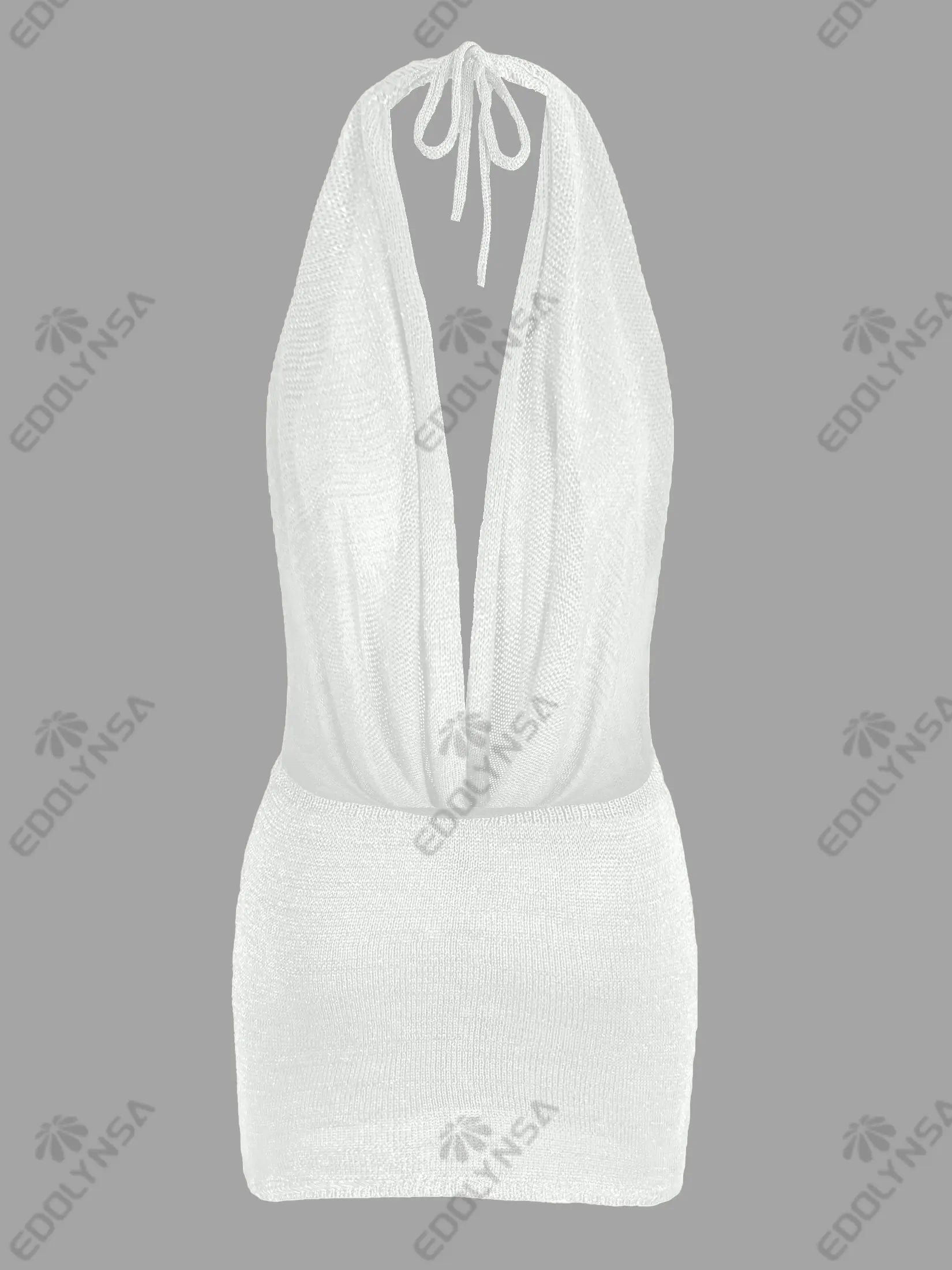 Vestido Mini de Playa con Escote en V - Espalda Descubierta