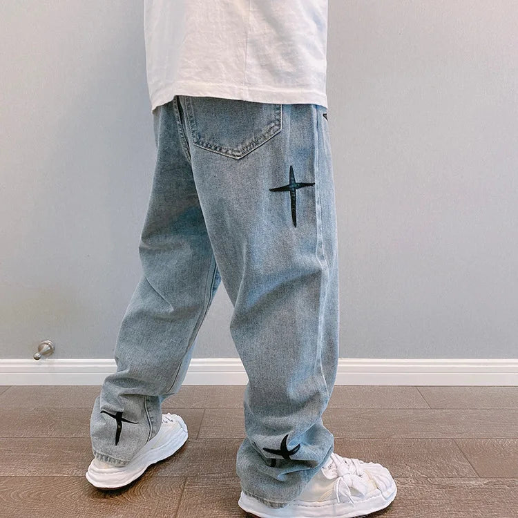Jeans Streetwear Baggy Pierna Ancha - Estilo Coreano Cargo Hombre