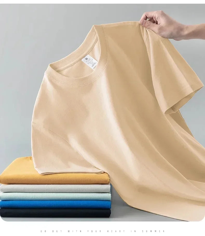 Camiseta Pesada de Algodón 100% - Manga Corta Casual Hombre