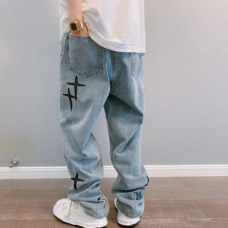 Jeans Streetwear Baggy Pierna Ancha - Estilo Coreano Cargo Hombre