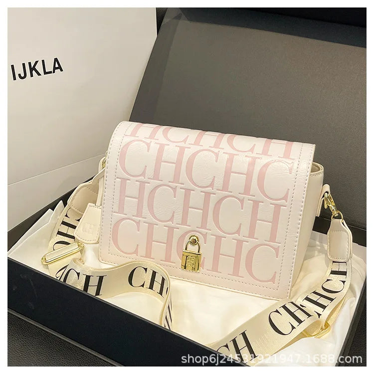 Bolso Bandolera Gran Capacidad con Letras en Relieve - Estilo Minimalista PU