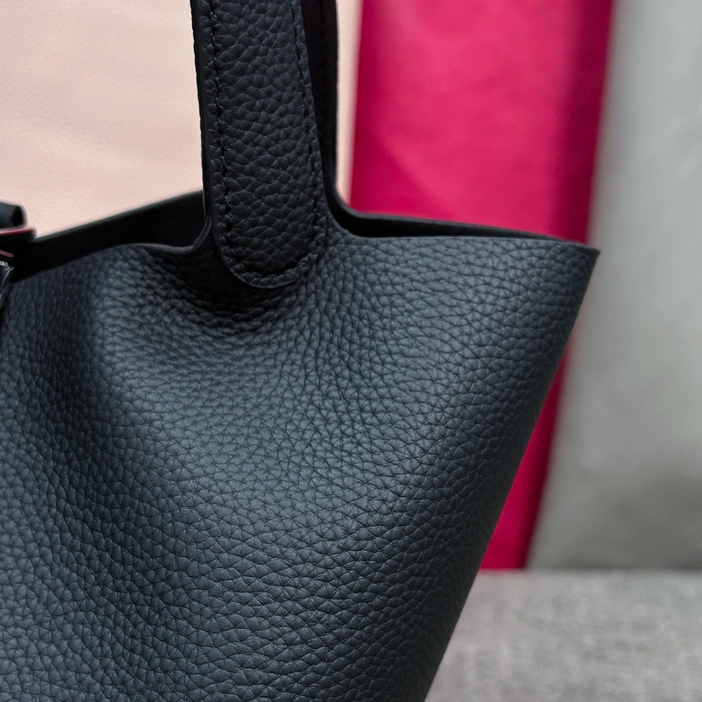 Bolso de Cuero Auténtico - Diseño Tipo Cubo Grande
