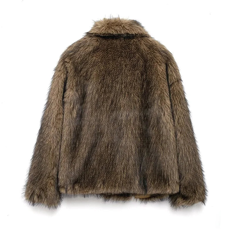 Abrigo Faux Fur Plush - Estilo Fluffy Otoño Invierno Mujer