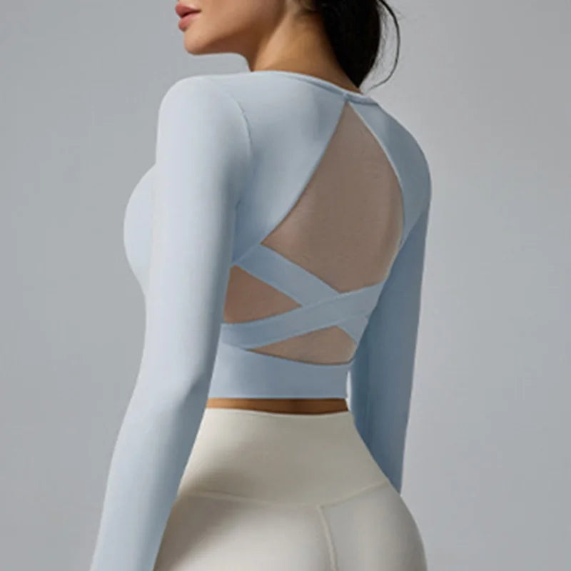 Cloud Hide White Yoga Shirts Long Sleeve Pilates Ballet Blouse Sexy Women Sports Gym Fitness Top Running T-Shirt Workout Shirt
