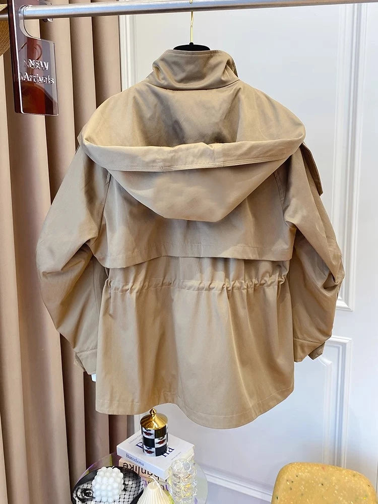Chaqueta Trench Corta Coreana - Diseño Vintage Casual Mujer