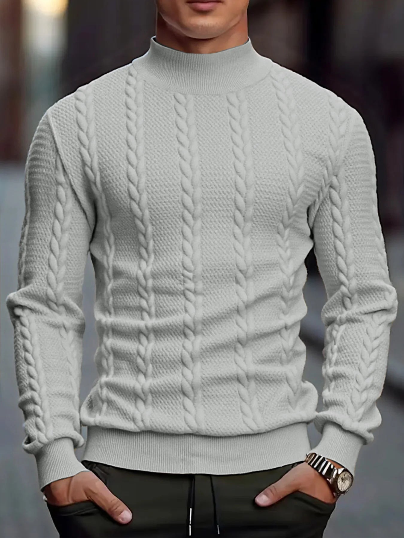 Suéter de Cuello Alto Tejido - Diseño Vintage Hombre