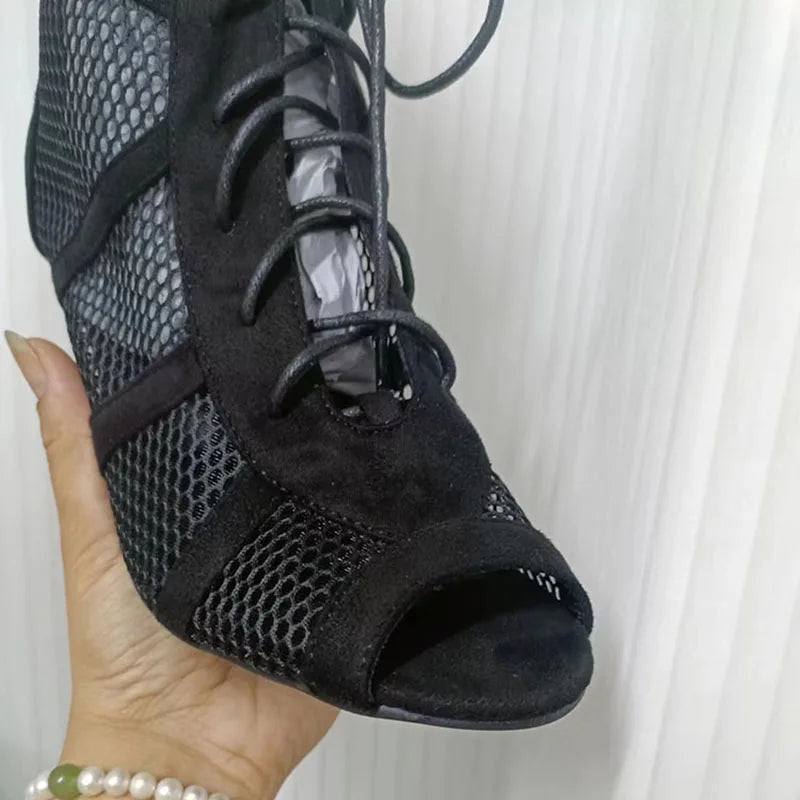 Sandalias Baile Cordones Cruzados - Tacón Fino Punta Abierta Sexy Mujer