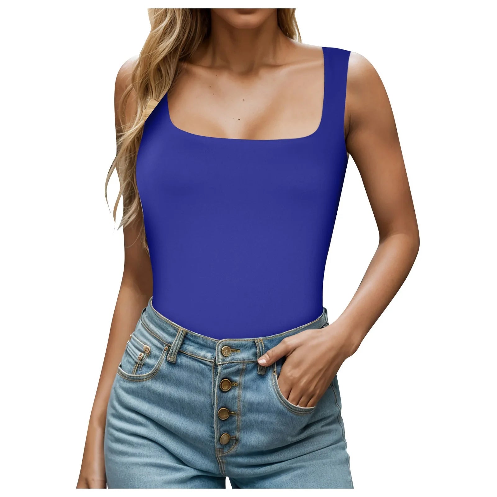 Top Sexy Cuello Cuadrado Sin Mangas - Camiseta Ajustada Estilo Harajuku Mujer