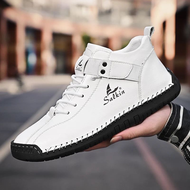 Zapatos Cuero Artesanales Hombre 2025 - Sneakers Transpirables Diseño Premium