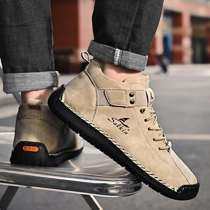 Zapatos Cuero Artesanales Hombre 2025 - Sneakers Transpirables Diseño Premium