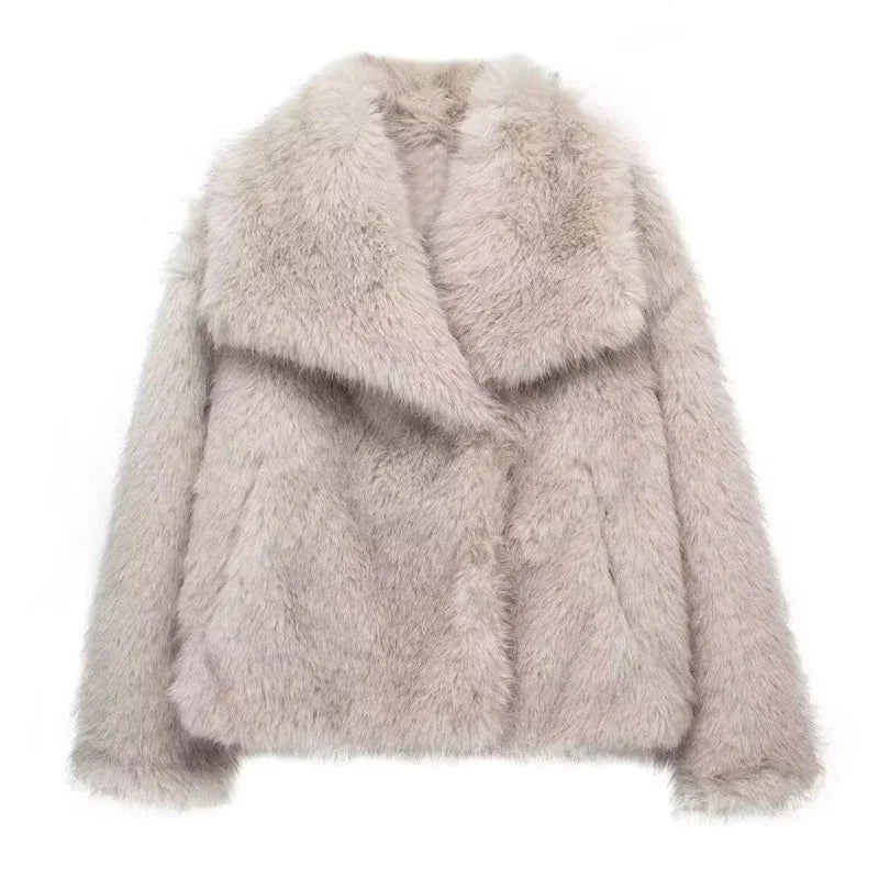 Abrigo Faux Fur Plush - Estilo Fluffy Otoño Invierno Mujer