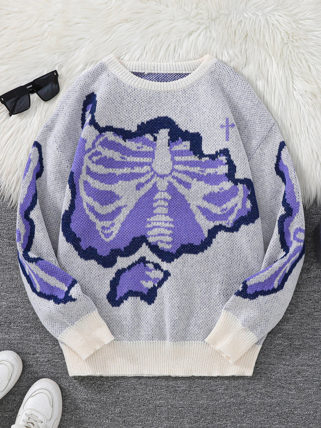 Suéter con Patrón Mariposa Jacquard - Cuello Redondo Casual Hombre