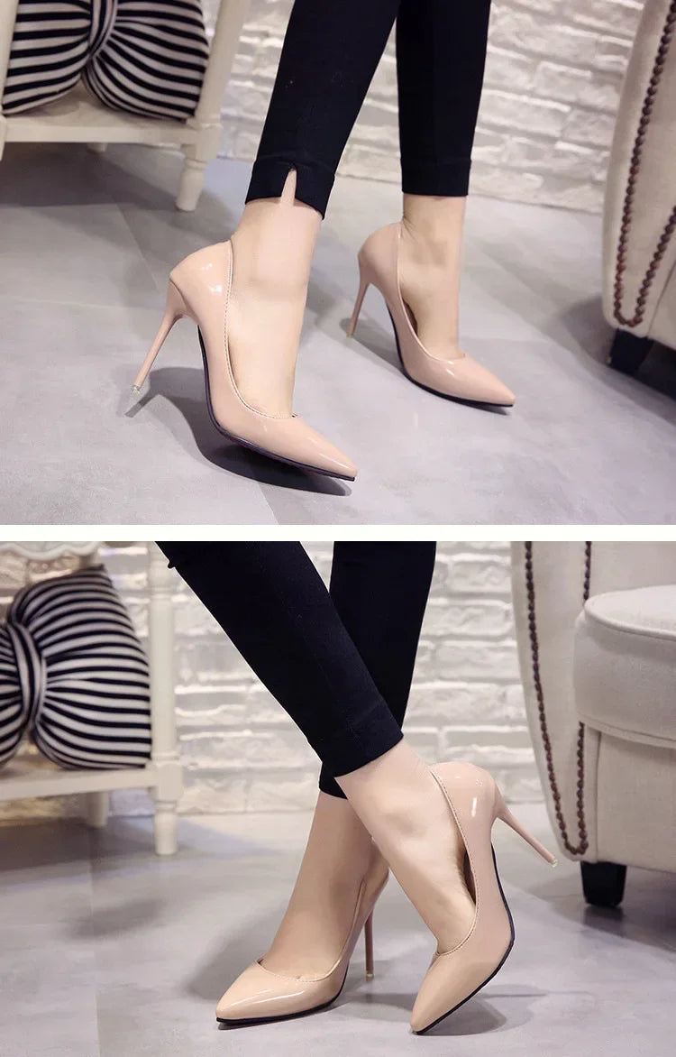 Zapatos Tacón Alto Stiletto Mujer - Punta Afilada Charol Boda Fiesta
