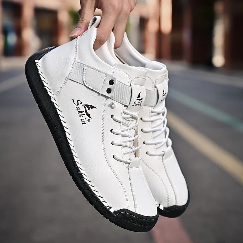 Zapatos Cuero Artesanales Hombre 2025 - Sneakers Transpirables Diseño Premium