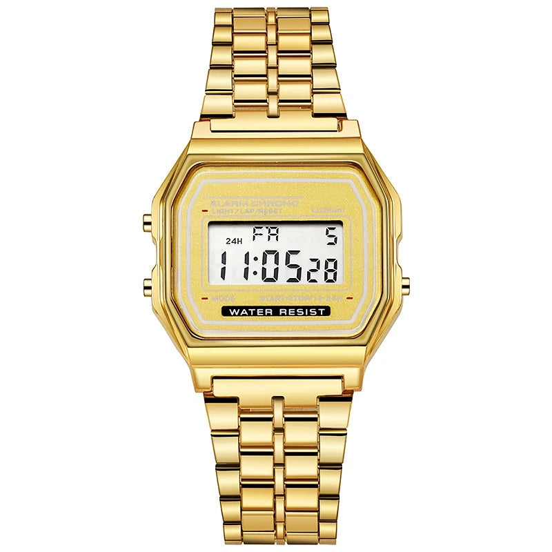 Reloj Digital Elegante Acero Inoxidable - Business Oro/Plata Unisex