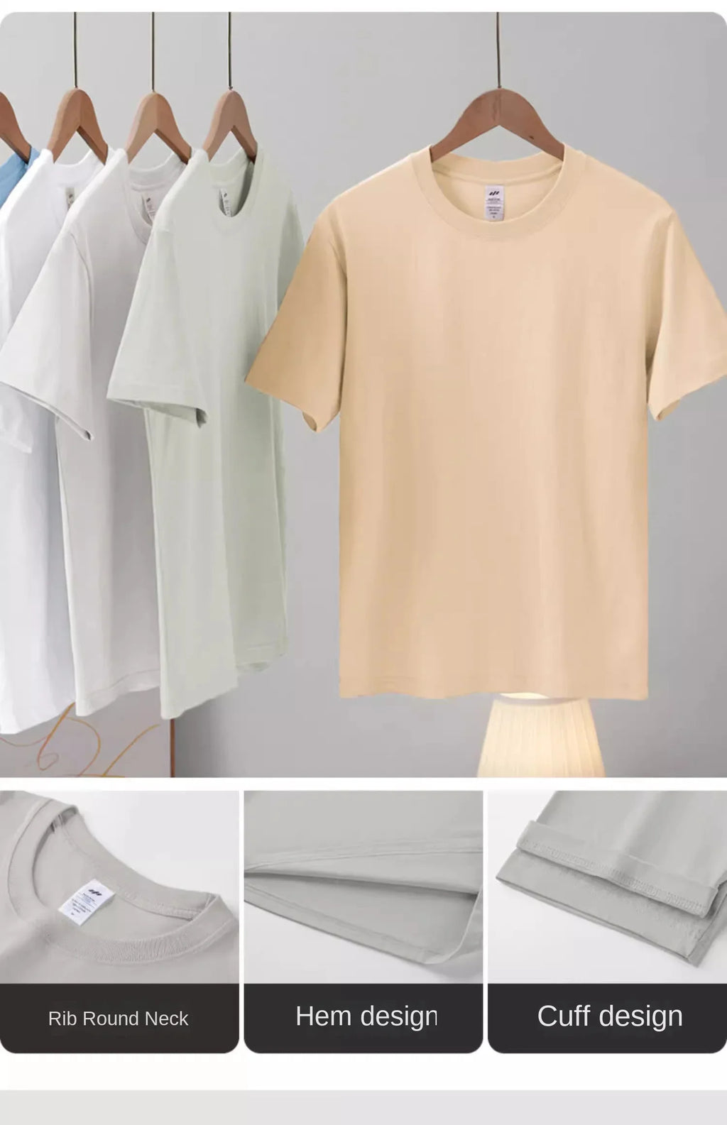 Camiseta Pesada de Algodón 100% - Manga Corta Casual Hombre