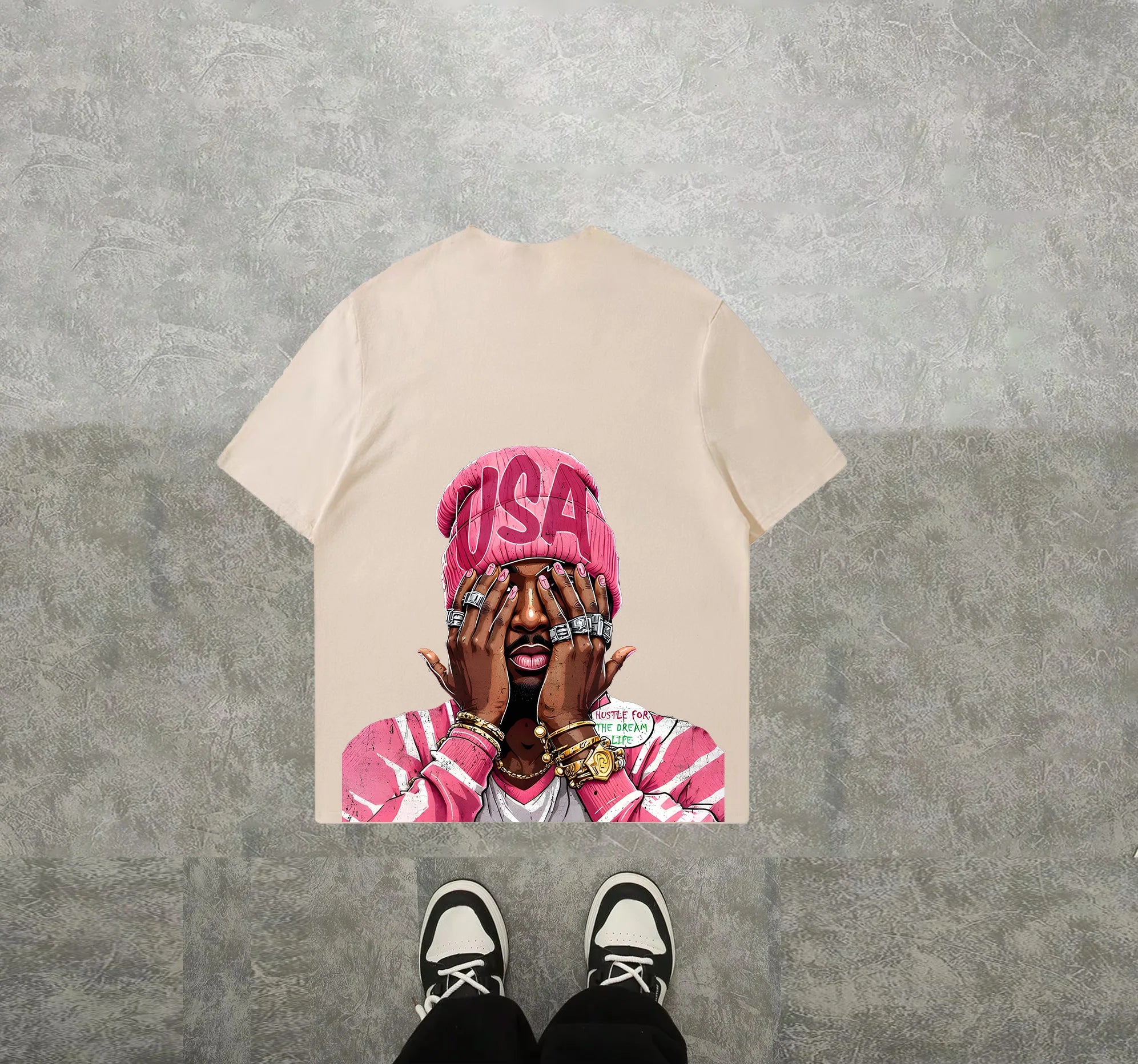 Camiseta Hip-Hop Estampada - Corte Holgado Streetwear Hombre