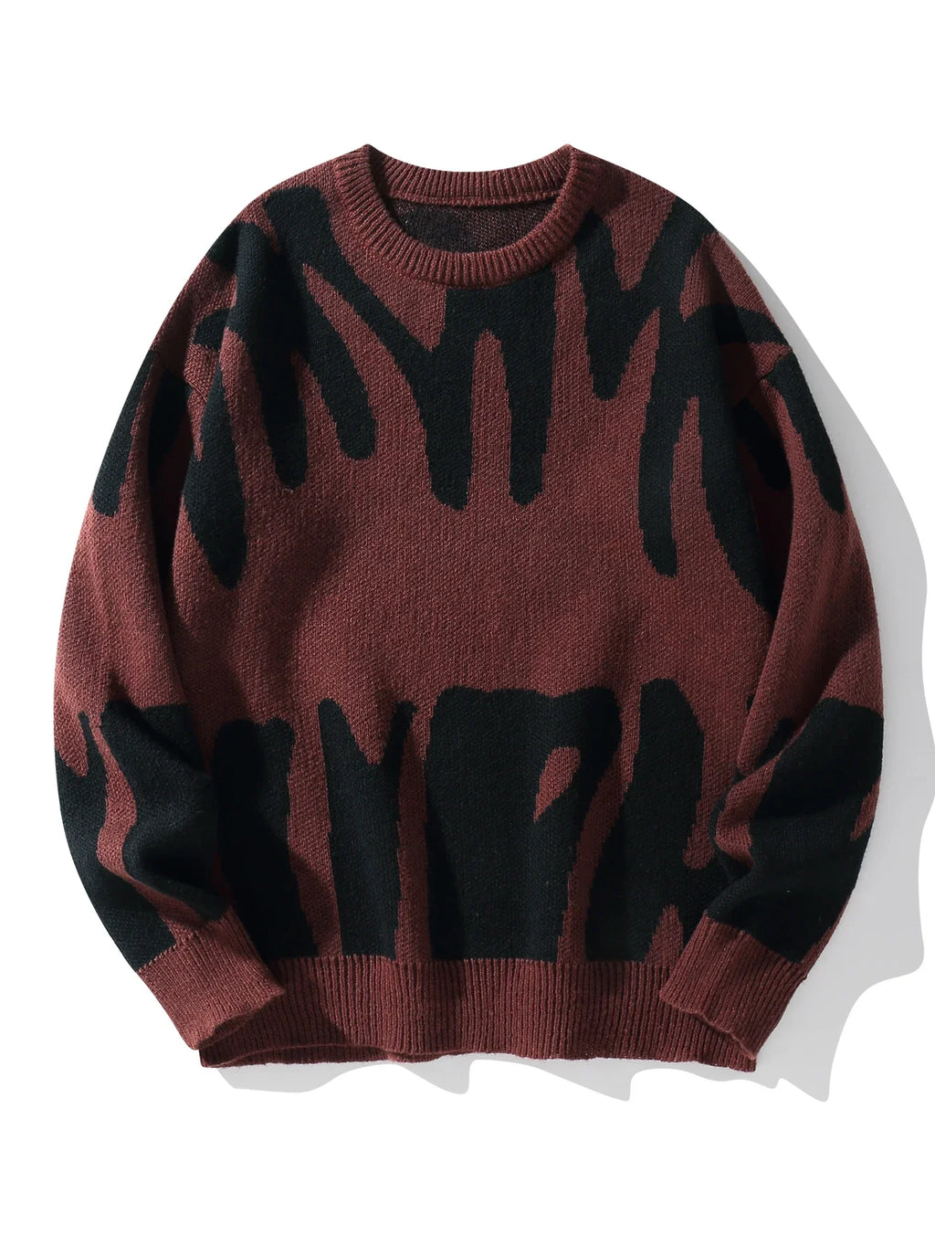 Suéter con Patrón Jacquard Irregular - Cuello Redondo Hombre