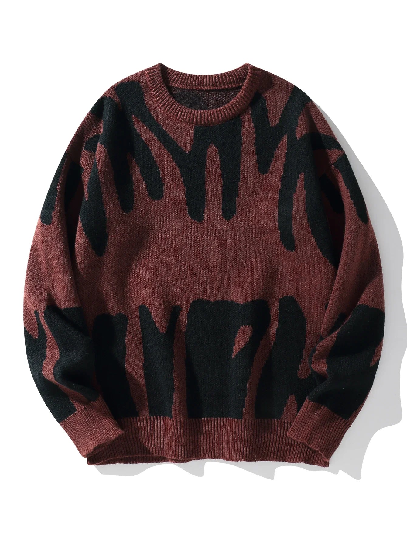 Suéter con Patrón Jacquard Irregular - Cuello Redondo Hombre