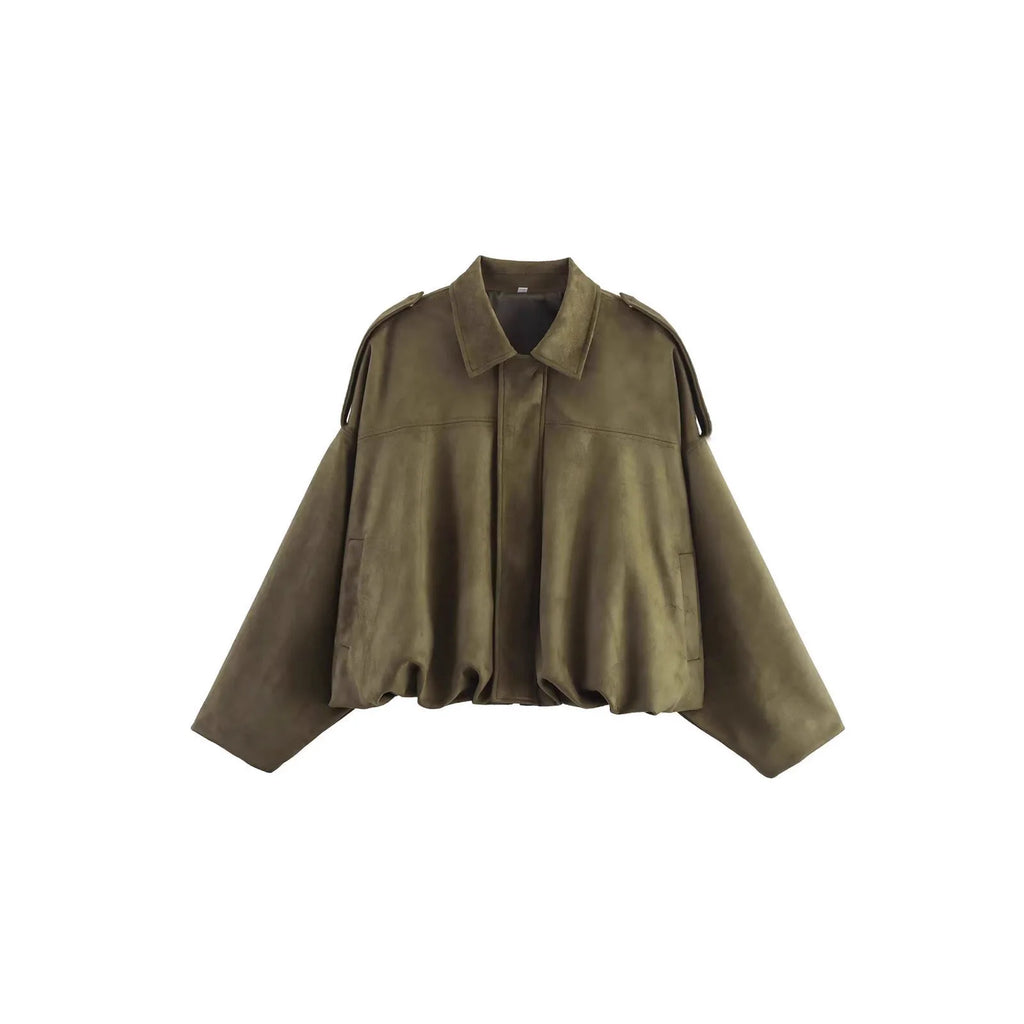 Chaqueta Suede Retro con Cremallera - Estilo Street Fashion Mujer