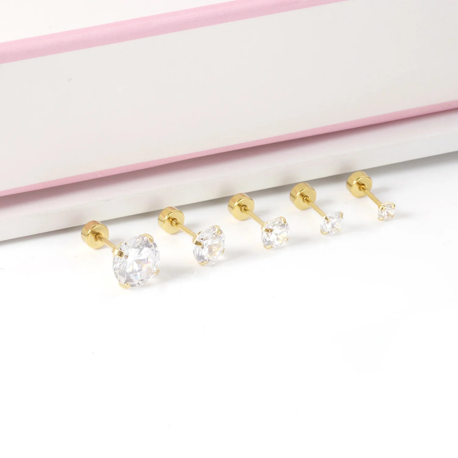 Pendientes Acero Inoxidable Cristal Zirconia - Stud Redondos Tragus Unisex