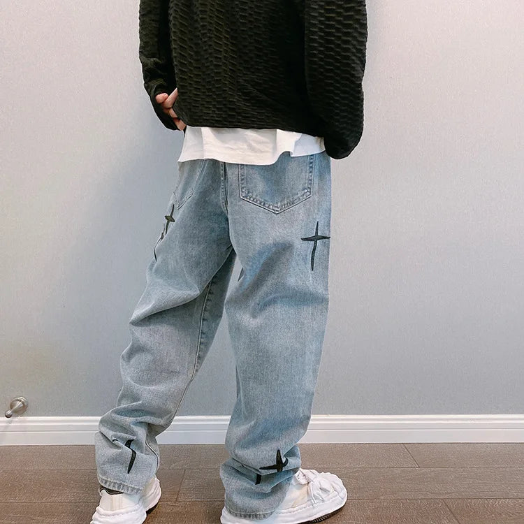 Jeans Streetwear Baggy Pierna Ancha - Estilo Coreano Cargo Hombre