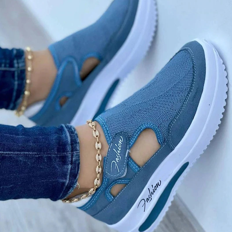 Zapatillas Plataforma Malla Mujer - Deportivas Casuales Caladas Transpirables