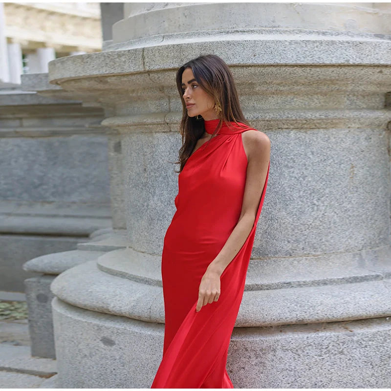 Vestido Halter Elegante con Lazo - Espalda Descubierta