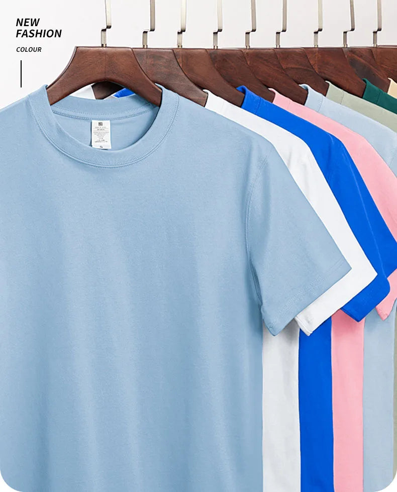Camiseta Pesada de Algodón 100% - Manga Corta Casual Hombre