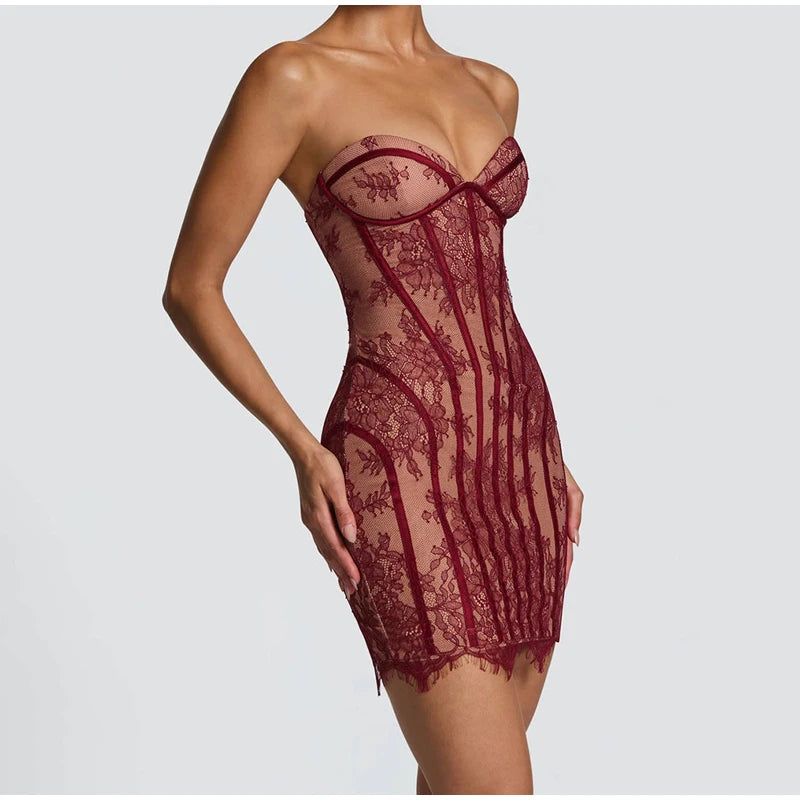 Vestido Maxi con Corsé de Gasa - Sin Tirantes