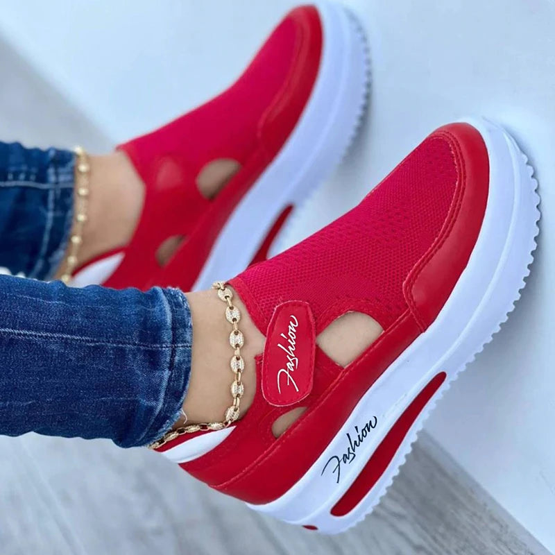 Zapatillas Plataforma Malla Mujer - Deportivas Casuales Caladas Transpirables