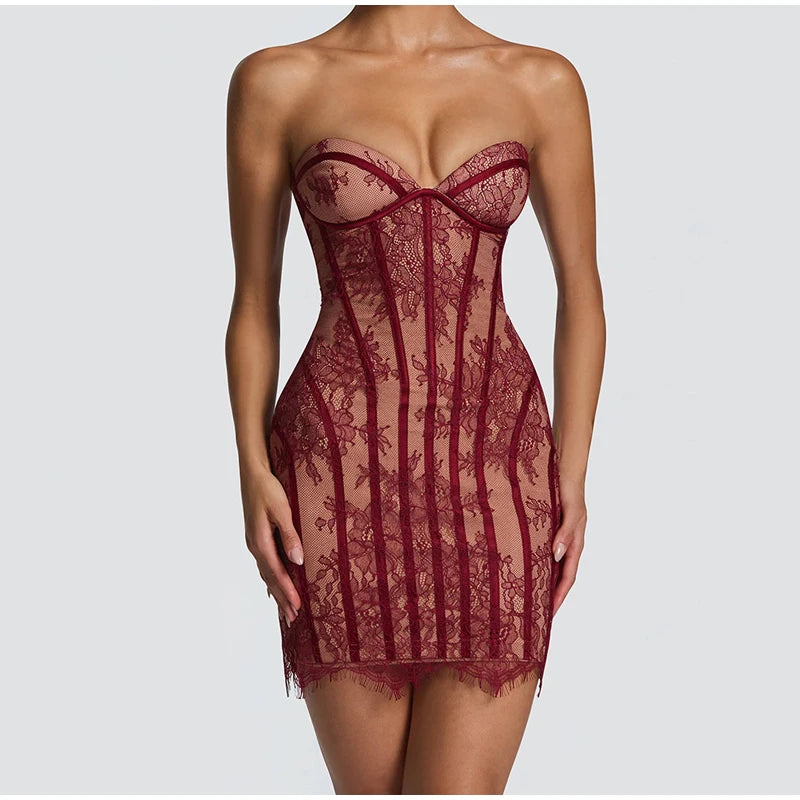 Vestido Maxi con Corsé de Gasa - Sin Tirantes