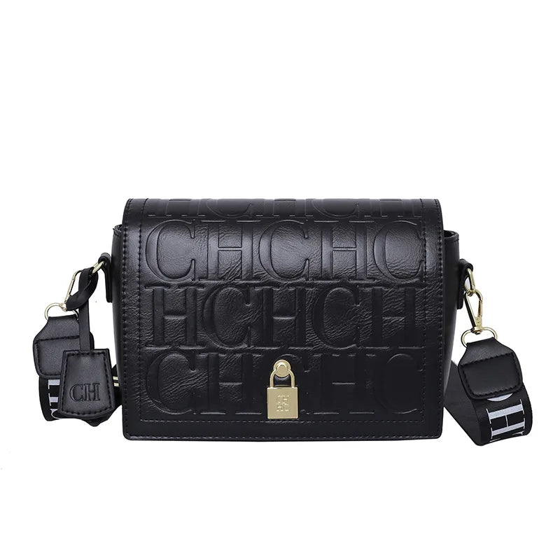 Bolso Bandolera Gran Capacidad con Letras en Relieve - Estilo Minimalista PU