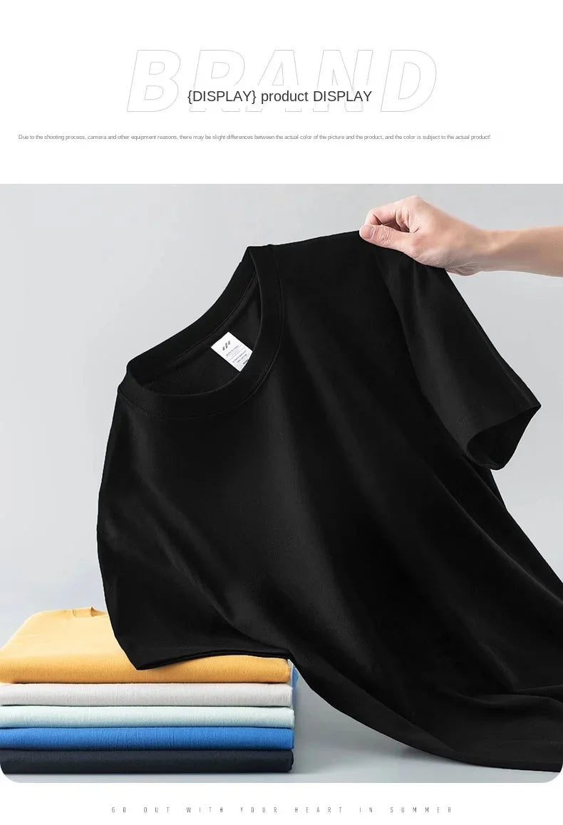 Camiseta Pesada de Algodón 100% - Manga Corta Casual Hombre