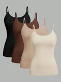4 pcs Women Solid Color  Camisoles Vest Women Tank Tops Female Summer Sexy Strap Basic Tops Sleeveless Camisole T-shirt