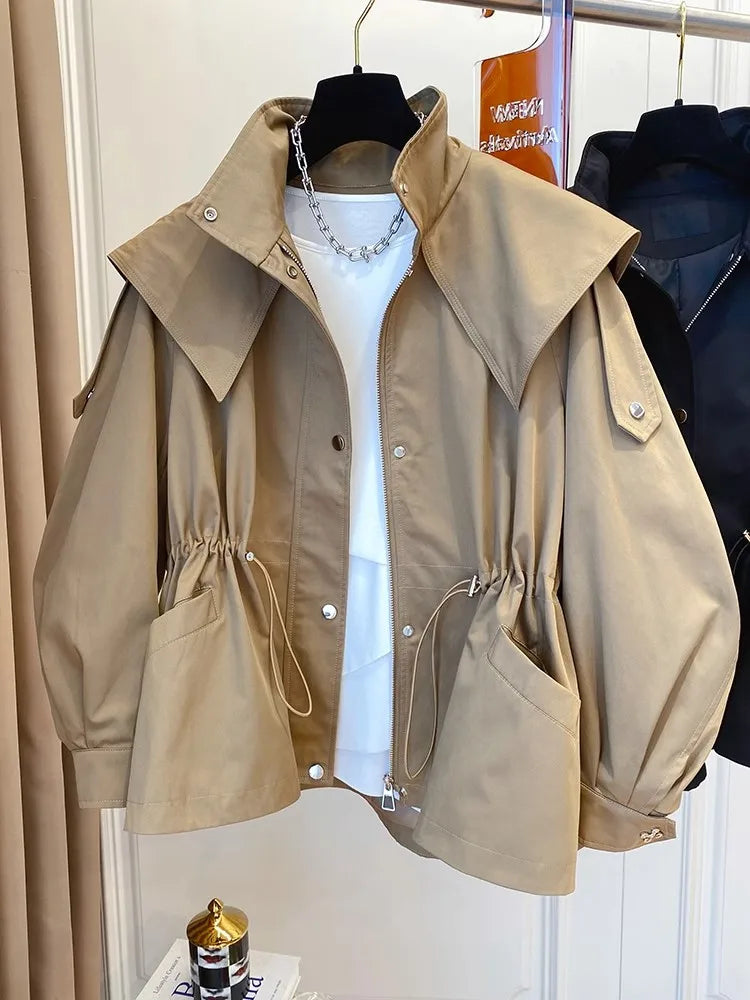 Chaqueta Trench Corta Coreana - Diseño Vintage Casual Mujer