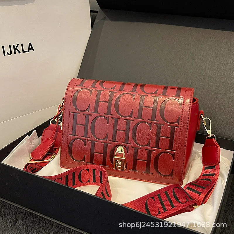 Bolso Bandolera Gran Capacidad con Letras en Relieve - Estilo Minimalista PU