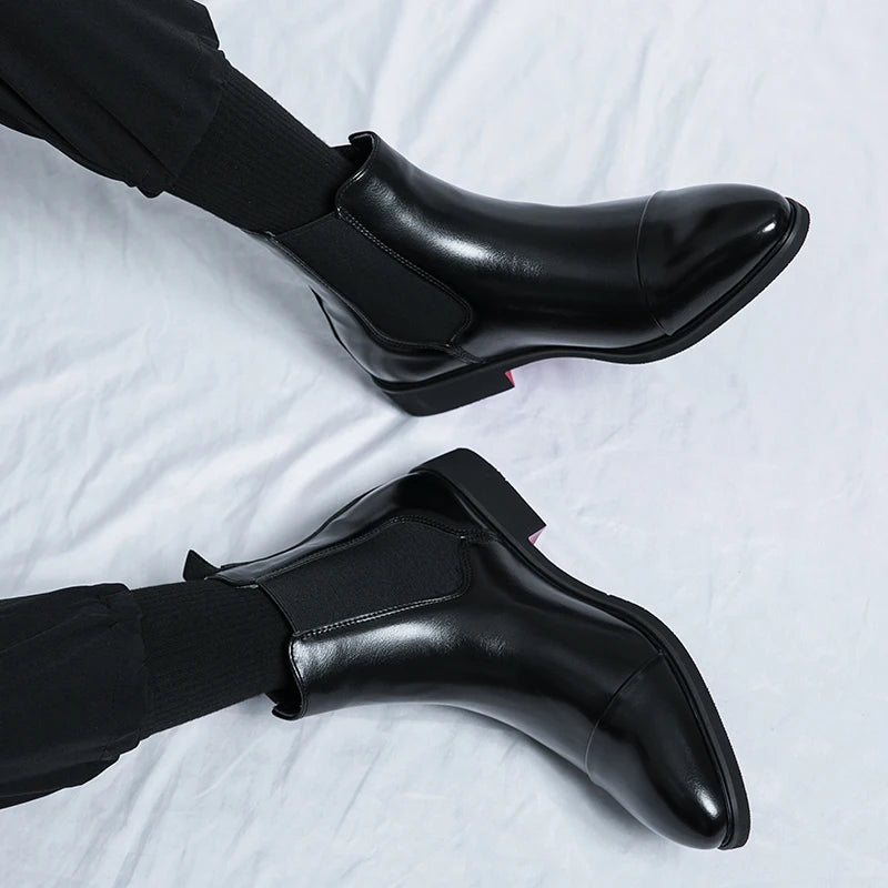 Chelsea Boots Hombre Suela Roja - Botines Business Slip-On Elegantes