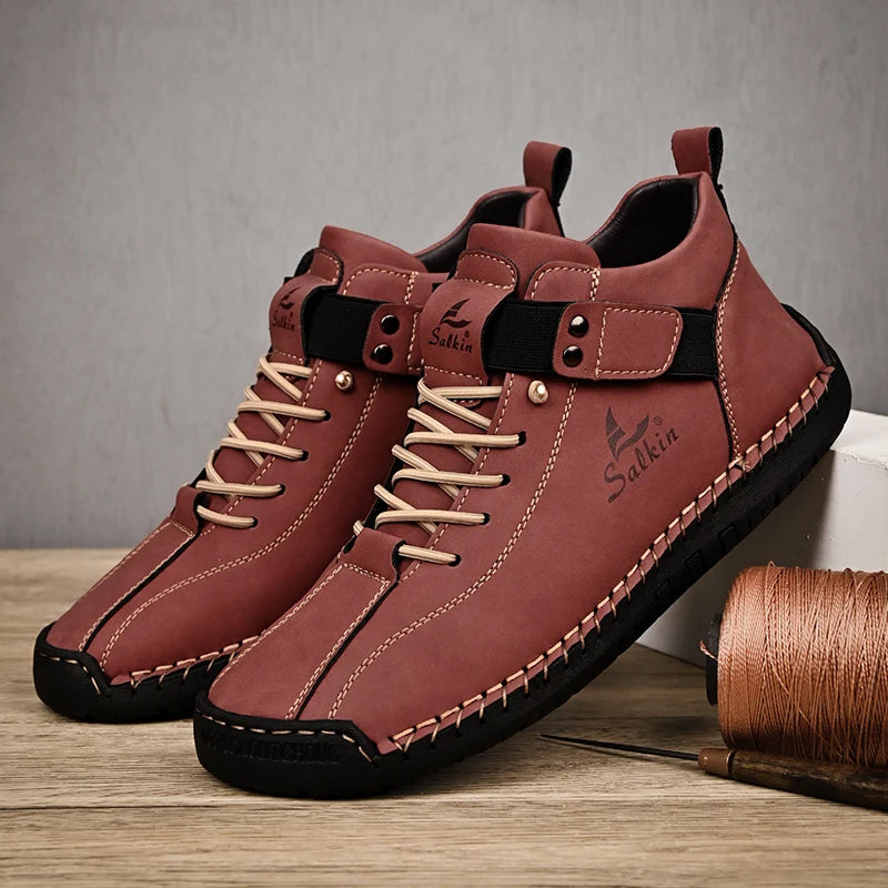 Zapatos Cuero Artesanales Hombre 2025 - Sneakers Transpirables Diseño Premium