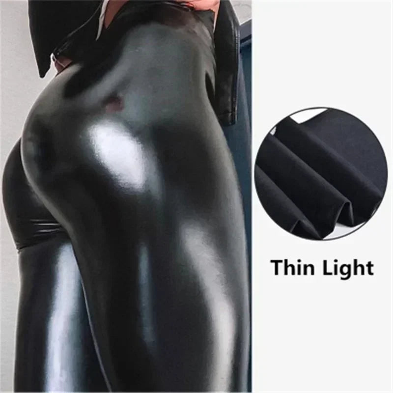 Leggings de Cuero Sintético - Cintura Alta y Efecto Levanta Glúteos