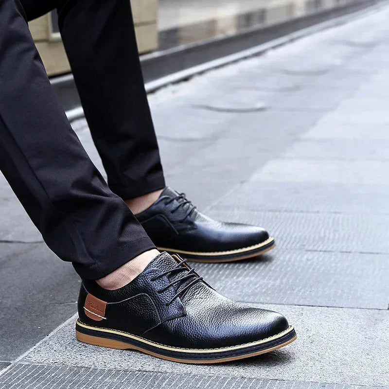 Zapatos Oxford Cuero Genuino Brogue - Estilo Italiano Elegantes Hombre